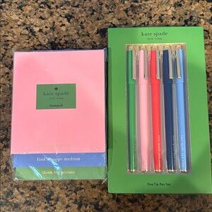 kate spade Colorful Fine tip Pen Set -Set of 5 with "Small Gestures notepad" NWT